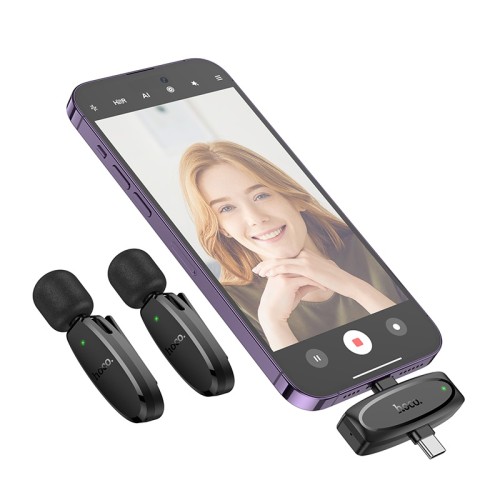 Бездротова мікрофонна система HOCO L15 dual-mic (iP/Type-C) Black