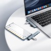 USB-хаб BOROFONE FH1A 4-in-1 converter(Type-C to USB2.0*3+USB3.0) Metal Gray