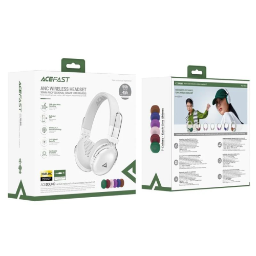 Бездротові накладні навушники ACEFAST H7 active noise reduction wireless headset Pearl white