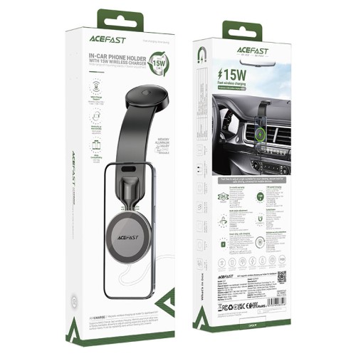 Автотримач для телефона з БЗП ACEFAST D37 magnetic wireless charging car holder for dashboard Black