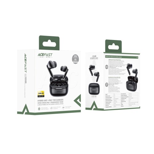 Бездротові навушники TWS ACEFAST W5 Hybrid ANC, IPX4, Black