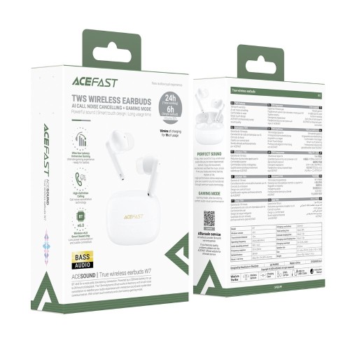 Бездротові навушники TWS ACEFAST W7,ENC, IPX4, White