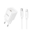 Мережевий зарядний пристрій з кабелем HOCO C146A Charm single port PD20W charger set (C to iP) (EU) White