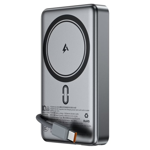 Зовнішній акумулятор ACEFAST M18-10000 PD20W/22.5W magnetic fast charging power bank with built-in cable Black