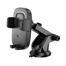 Автотримач для телефона з БЗП HOCO HW32 Crown push-type wireless charging car holder (center console) Black Metal Gray