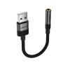 Аудіокабель ACEFAST J13 USB-A to 3.5mm female, nylon braid, 0.15m, Black
