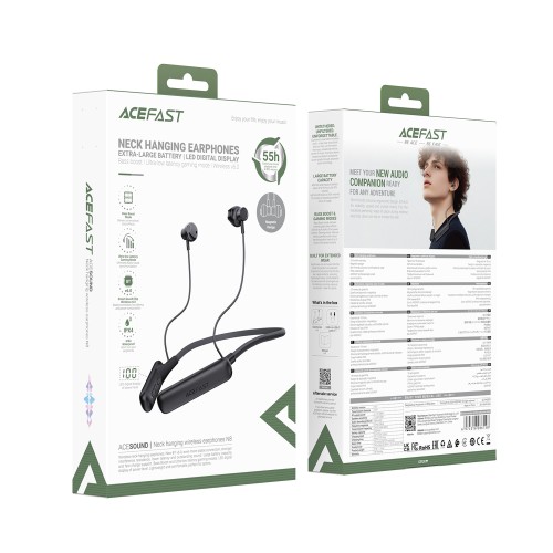 Бездротові спортивні навушники ACEFAST N8 neck hanging wireless earphones Black