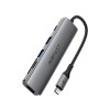 USB-хаб ACEFAST J18 USB-C 6-in-1 HUB docking station Metal Gray