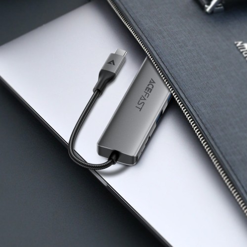 USB-хаб ACEFAST J18 USB-C 6-in-1 HUB docking station Metal Gray