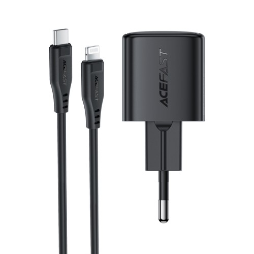 Мережевий зарядний пристрій з кабелем ACEFAST A118 PD30W mini GaN USB-C fast charger set (P16) Black