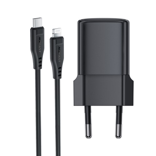 Мережевий зарядний пристрій з кабелем ACEFAST A118 PD30W mini GaN USB-C fast charger set (P16) Black