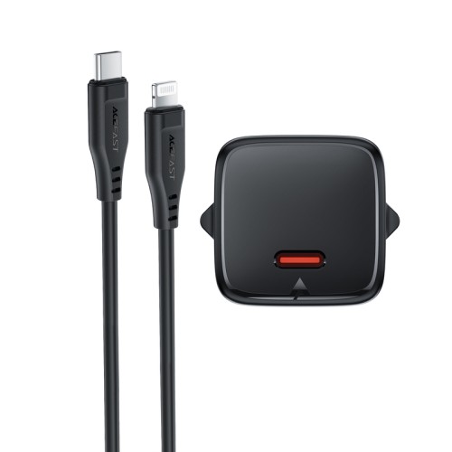 Мережевий зарядний пристрій з кабелем ACEFAST A118 PD30W mini GaN USB-C fast charger set (P16) Black