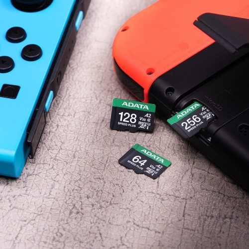 Карта пам'яті microSDXC (UHS-1 U3) A-DATA SPEED PLUS 64Gb Class 10 V30 A2 (R-160Mb/s W140Mb/s) (adapter SD)