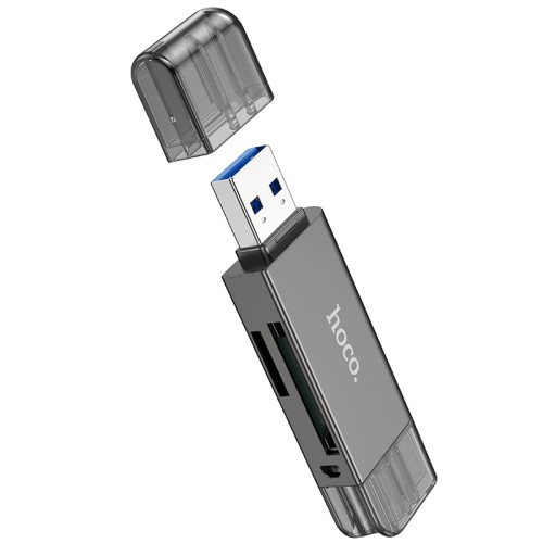 Кардрідер HOCO HB39 USB/Type-C 3.0 high-speed card reader Metal Gray