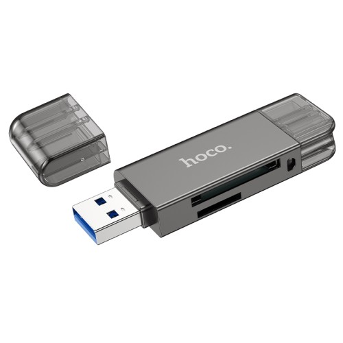 Кардрідер HOCO HB39 USB/Type-C 3.0 high-speed card reader Metal Gray