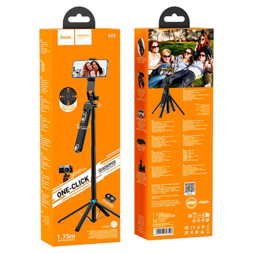 Селфі-монопод HOCO K22 Handy aluminum alloy anti-shake live broadcast holder Black