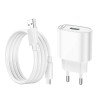 Мережевий зарядний пристрій з кабелем HOCO C109A Fighter single port QC3.0 charger set(Micro) White
