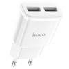Мережевий зарядний пристрій HOCO C88A Star round dual port charger 12W White