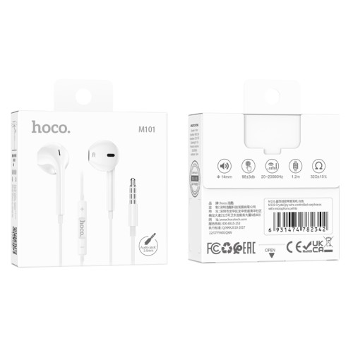 Навушники дротові HOCO M101 Crysta (3.5mm) White
