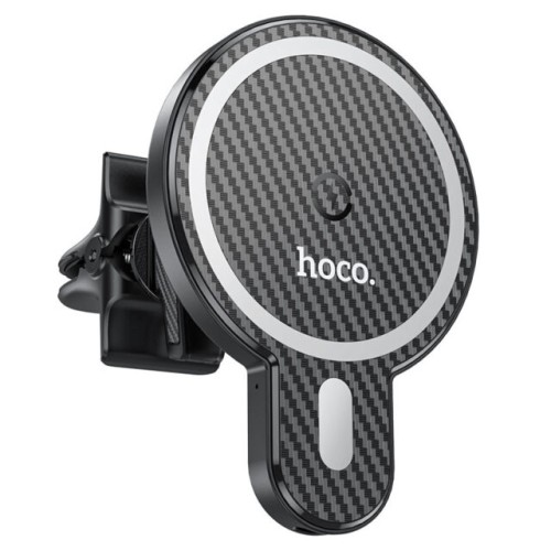 Автотримач для телефона з БЗП HOCO CA85 Ultra-fast magnetic wireless charging car holder Black