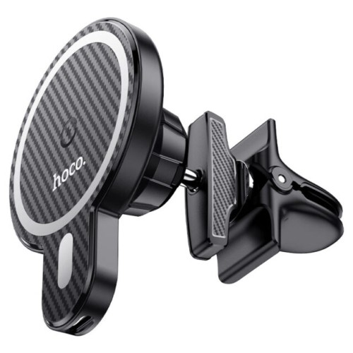 Автотримач для телефона з БЗП HOCO CA85 Ultra-fast magnetic wireless charging car holder Black
