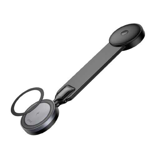 Автотримач для телефона з БЗП HOCO HW29 Totem ring magnetic wireless fast charging car holder (center console) Black Metal Gray