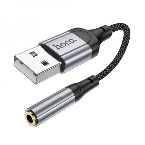 Аудiокабель HOCO LS36 USB-A  to 3.5mm female, nylon braid, 0,12m, Black