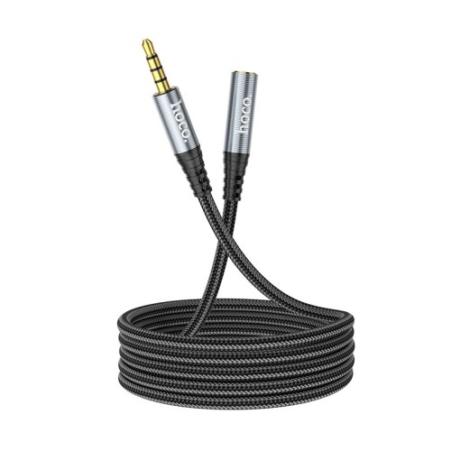 Аудiокабель HOCO UPA20 3.5mm male to 3.5mm female, nylon braid, 1m, Metal Gray
