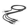 Кабель HOCO X14 3-in-1 Times speed charging cable iP+Micro+Type-C Black