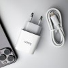 Мережевий зарядний пристрій з кабелем HOCO C76A Pro Majestic single port PD30W charger set (C to iP)(EU) White