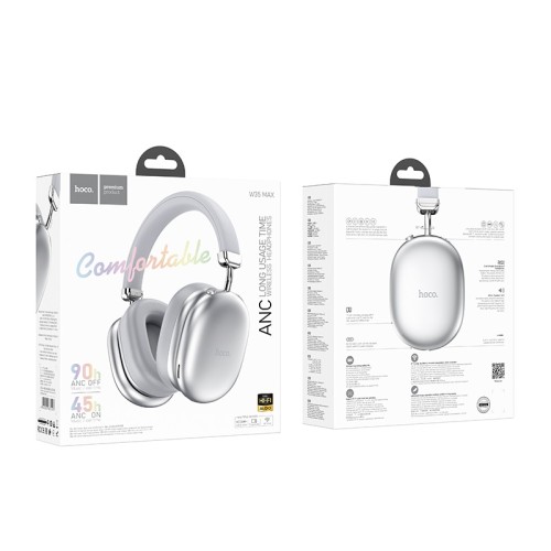 Бездротові накладні навушники HOCO W35 Max Auspicious ANC noise reduction BT headphones Silver