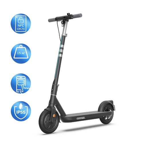 Електросамокат OKAI ES10-NEON Lite Black 9", 300(600)W, 7.8Ah, 30km, 25km\h, 20%, NFC, App,15kg