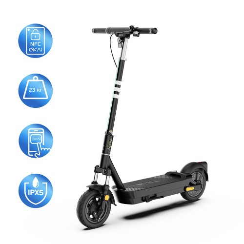 Електросамокат OKAI ES40-Black 10", 500(1000)W, 15.6Ah, 70km, 25km\h, 25%, NFC, App, 23kg