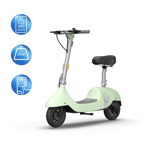 Електросамокат з сидінням OKAI Ceetle PRO EA10C Mint Green 10', 350(900)W, 25Km/h, 10.4Ah, 55Km, 20%,NFC, App, 29kg