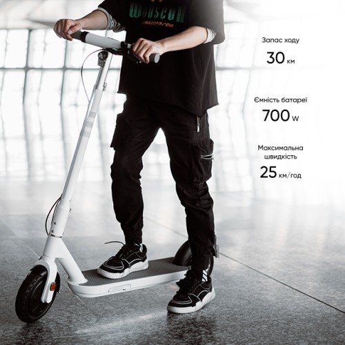 Електросамокат OKAI ES10-NEON Lite White 9", 300(600)W, 7.8Ah, 30km, 25km\h, 20%, NFC, App, 15kg