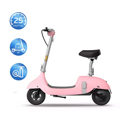 Електросамокат з сидінням OKAI Ceetle PRO EA10C Pink 10', 350(900)W, 25Km/h, 10.4Ah, 55Km, 20%, NFC, App.29kg