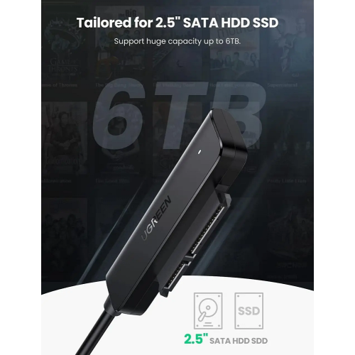 Зовнішня кишеня для накопичувача UGREEN CM321 USB-A to 2.5-Inch SATA Converter 50cm (UGR-70609)