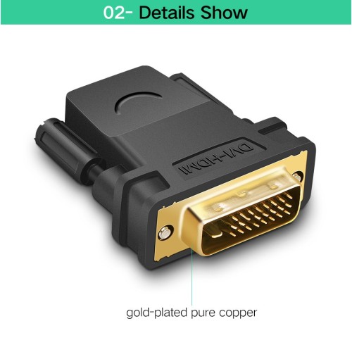 Адаптер UGREEN 20124 DVI 24+1 Male to HDMI Female Adapter (Black) (UGR-20124)