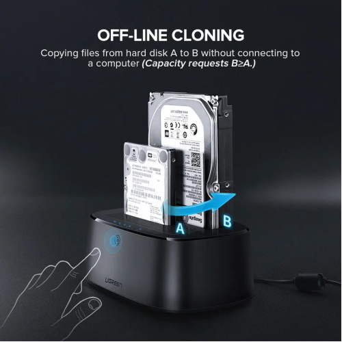 Док-станція UGREEN CM198 USB 3.0 to SATA Dual-Bay Hard Drive Duplicator/Cloner EU (UGR-50857)