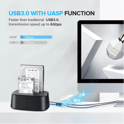 Док-станція UGREEN CM198 USB 3.0 to SATA Dual-Bay Hard Drive Duplicator/Cloner EU (UGR-50857)