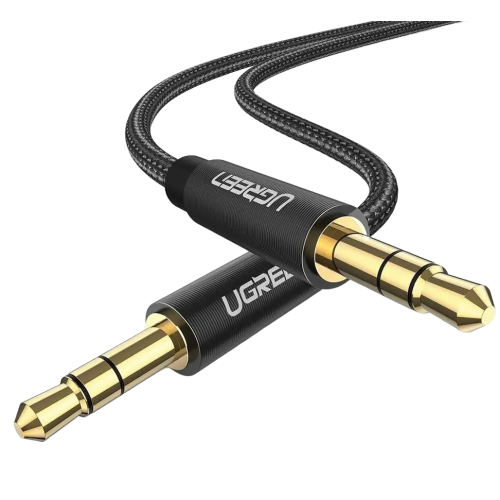 Аудіокабель UGREEN AV112 3.5mm Male to 3.5mm Male Cable Gold Plated Metal Case with Braid 1m (Black)(UGR-50361)