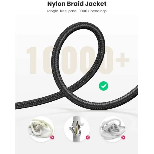 Аудіокабель UGREEN AV112 3.5mm Male to 3.5mm Male Cable Gold Plated Metal Case with Braid 1m (Black)(UGR-50361)
