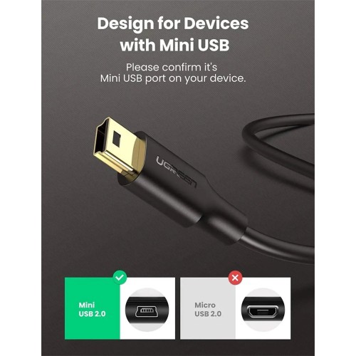 Кабель UGREEN USB 2.0 A Male to Mini 5 Pin Male Cable 3m (Black)