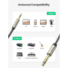 Аудіокабель UGREEN AV127 3.5mm Male  to 6.35mm Male, TRS Stereo Audio Cable, nylon braid, 2m Gray