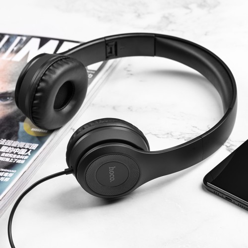 Навушники дротові HOCO W21 Graceful charm wire control headphones Black