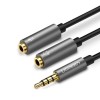 Аудіокабель UGREEN AV141 3.5mm male to 2 3.5mm female, 0,2m Black
