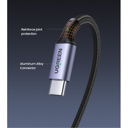 Кабель UGREEN US334 USB-C to USB-C PD Fast Charging 90 Degree Cable 5A Max Black 2m