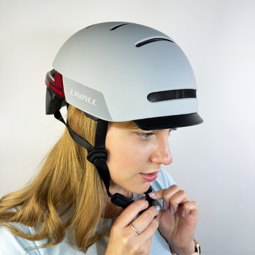 Захисний шолом Livall BH51M NEO (L) Sandstone Grey (57-61см), акустика, мікрофон, сигнали поворотів та стопів, додаток, пульт BR80, Bluetooth
