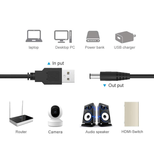 Кабель живлення для роутера USB-DC 5v-9v (1m)