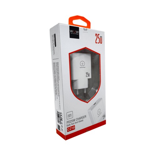 Мережевий зарядний пристрій WUW-C216 25W Gan ChargerUSB C white